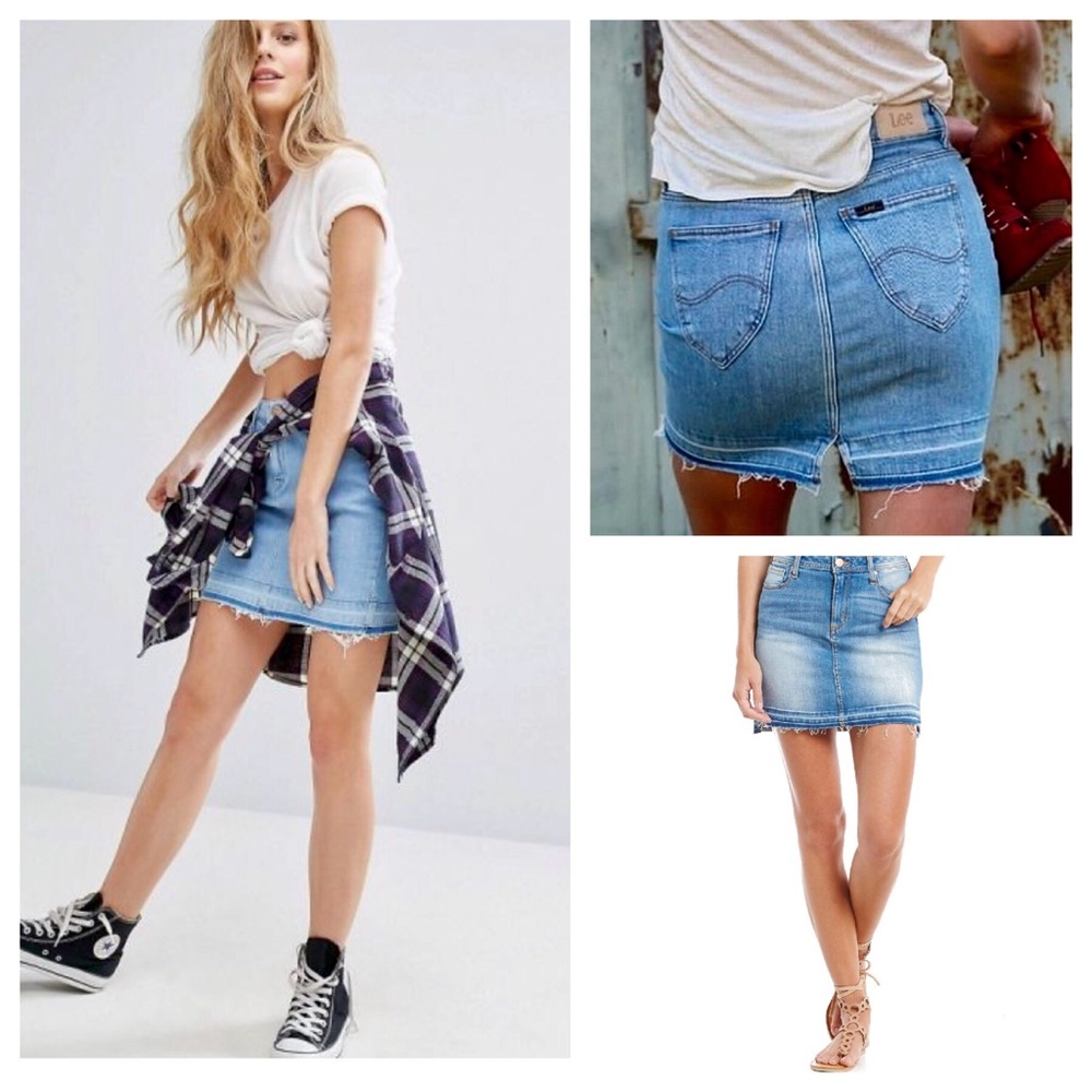 90’s Undone Hem Mini Denim Skirt